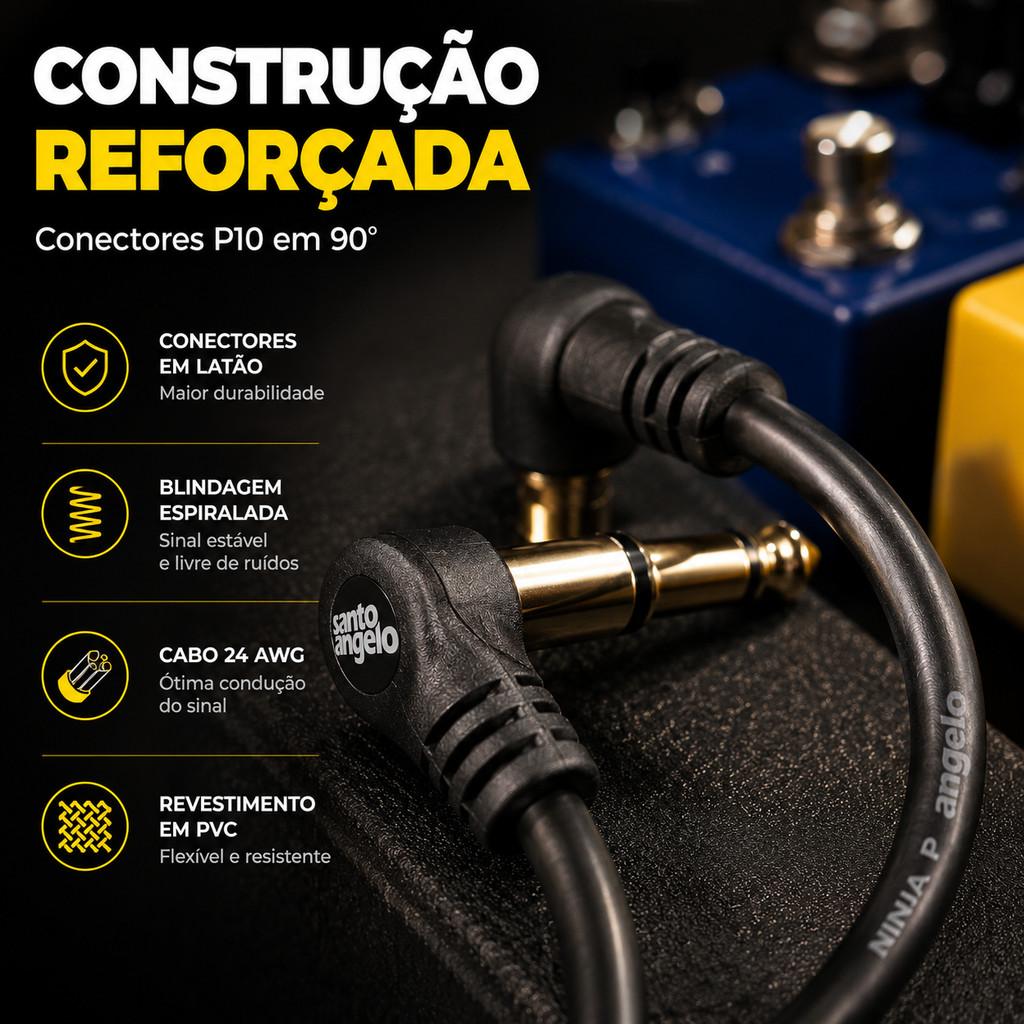 Cabo Pedal Santo Angelo Ninja P10 90º X 90º 15cm Para Pedais De Efeito Blindado Conectores 90 Graus Original
