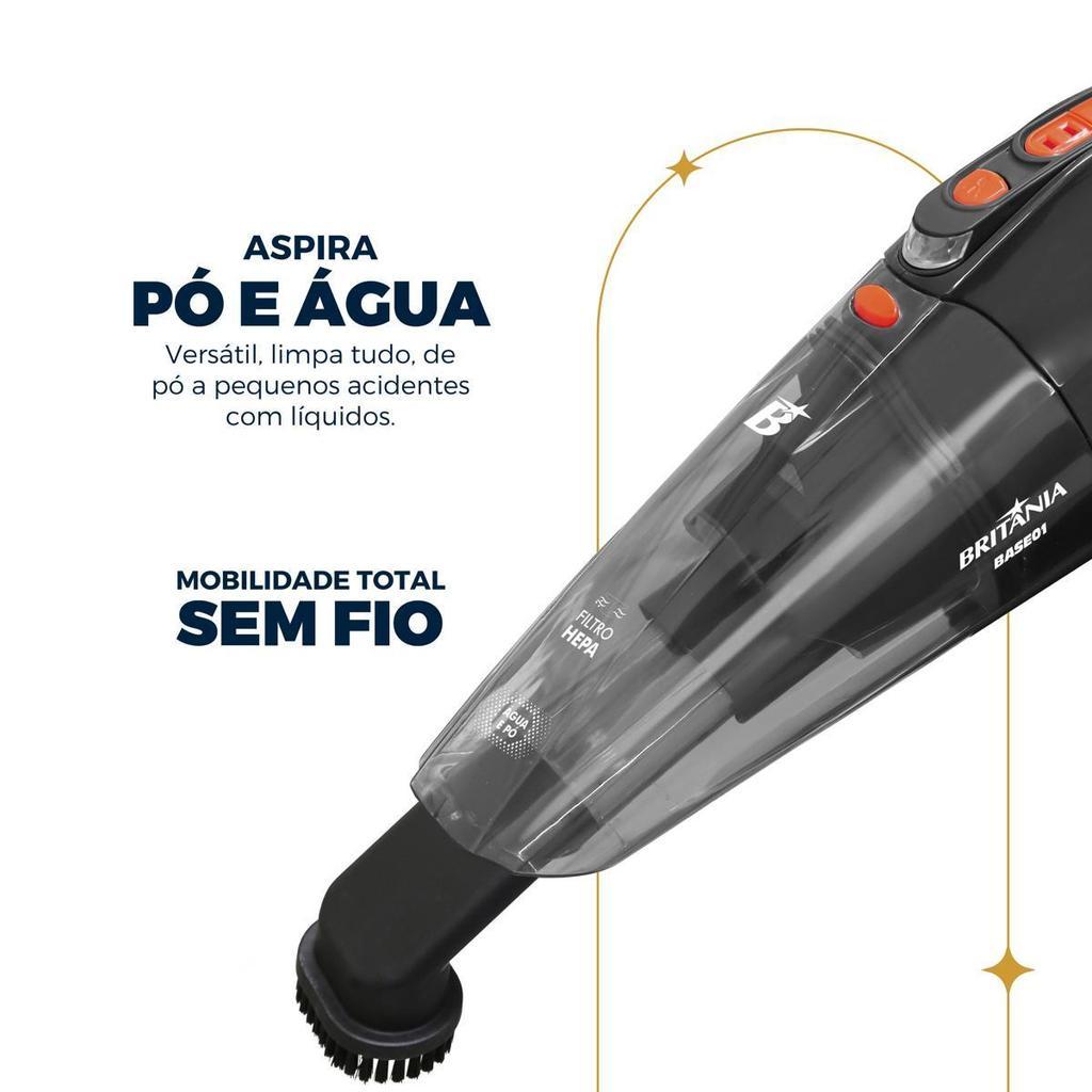 Aspirador De Pó Portátil Britânia Pó Água Bivolt 60W Base01