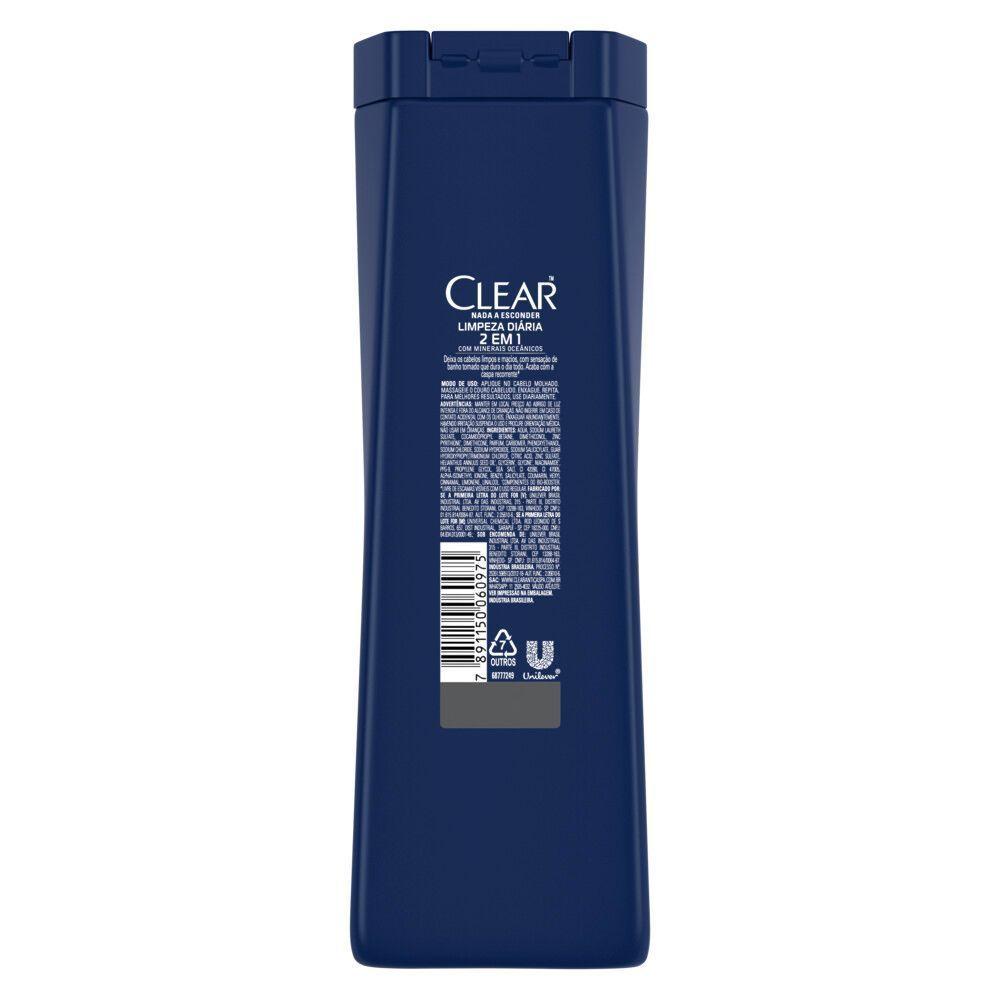 Shampoo Clear Men Limpeza Diária 2 Em 1 Leve 400ml Pague 330ml