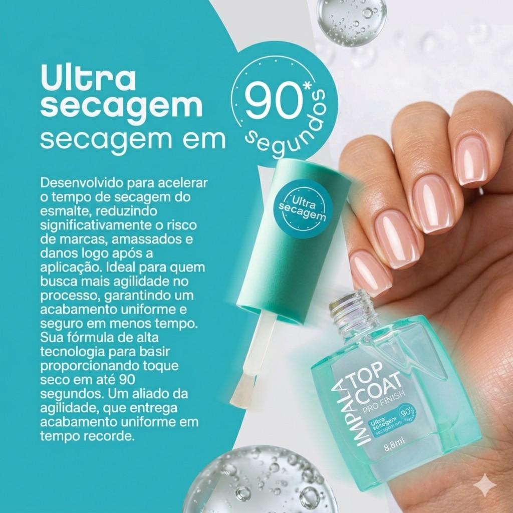 Esmalte Base ULTRA Secagem 90 Seg PRO Finish Unha Impala 8ml