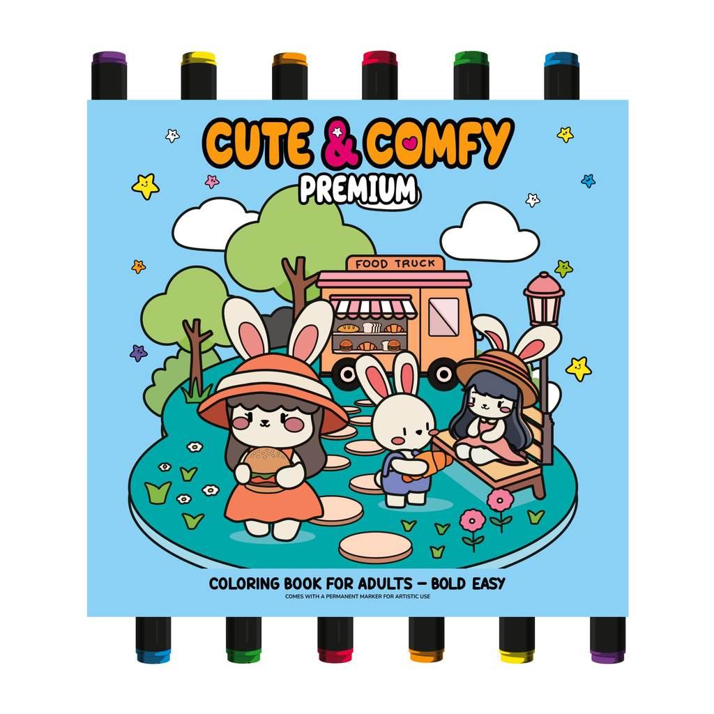 Cute Comfy Coloring Book For Adults - Premium - Livro De Colorir Adulto