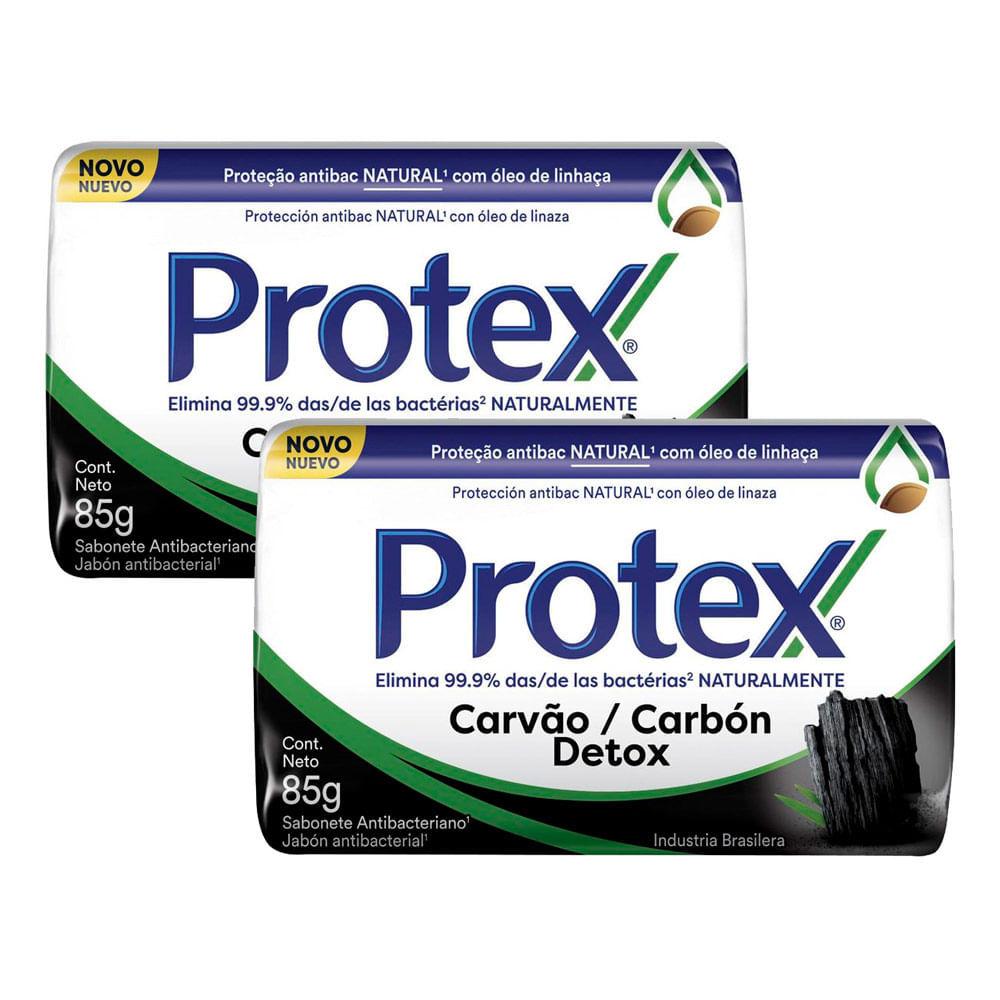 Kit 2 Sabonete Em Barra Protex Carvão Detox 85g