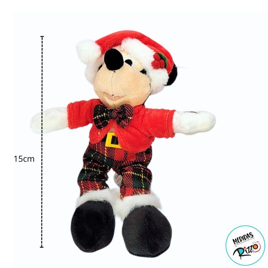 Pelúcia Mickey Mouse De Natal - Xadrez Verde E Vermelho - 15cm - 1 Unidade - Disney Original - Rizzo