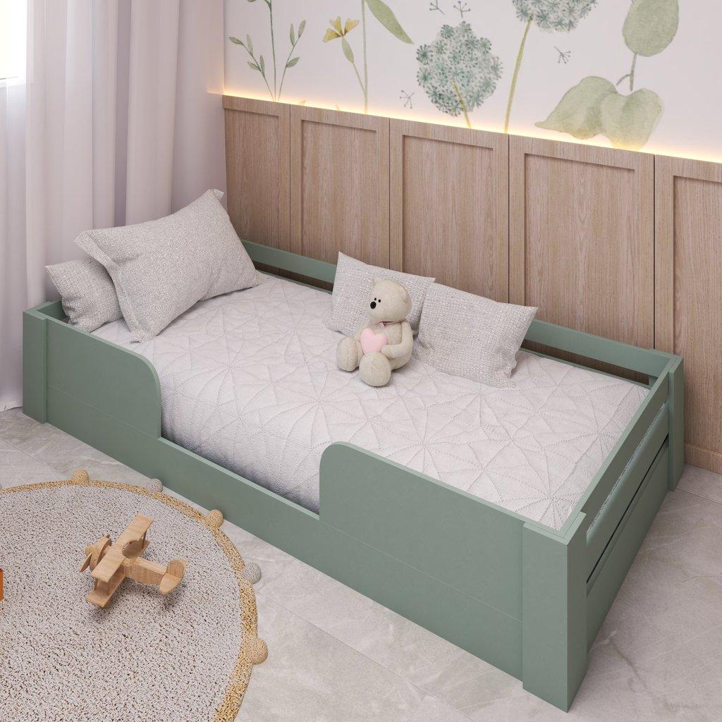 Cama Infantil Montessoriana Solteiro Liz Casatema Madeiraoriginals Verde