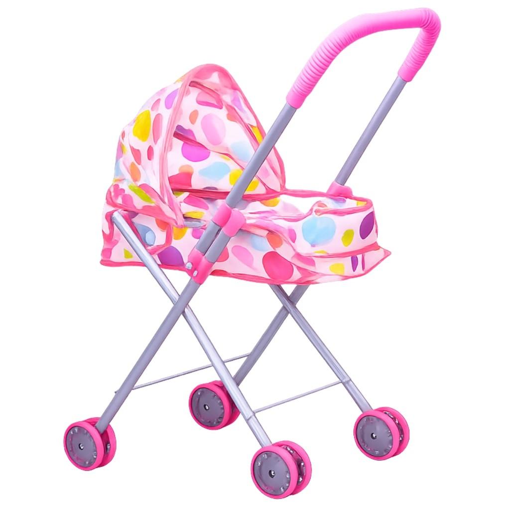 Carrinho De Boneca Com Capota Dobravel Rosa Castela Brinquedo Infantil Meninas Presente Passeio
