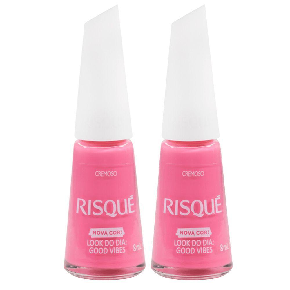 Kit 2 Esmalte Risqué Cremoso Nova Cor Look Do Dia Good Vibes 8ml