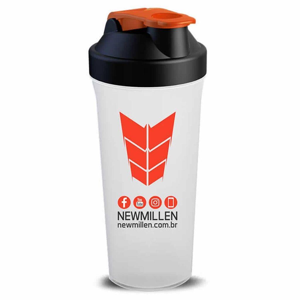 Kit 2X Coqueteleira - 600ml Branca/laranja - New Millen