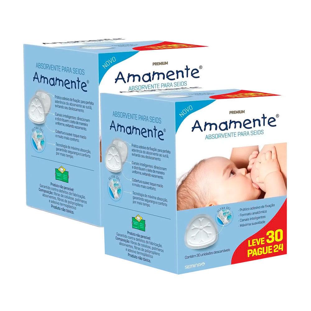 Kit 2 Absorvente Para Seios Amamente Leve 30 Pague 24 Unidades
