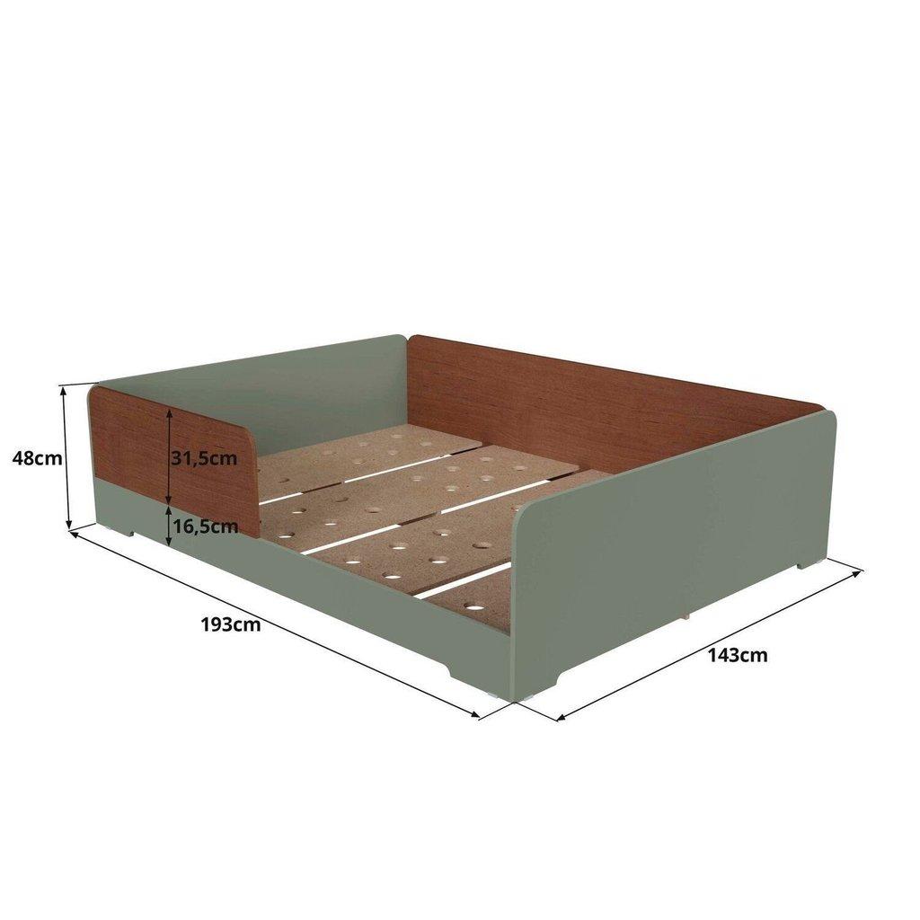 Cama Infantil De Casal Montessoriana Em 100 Mdf Premium Mark Verde/verti/castanho