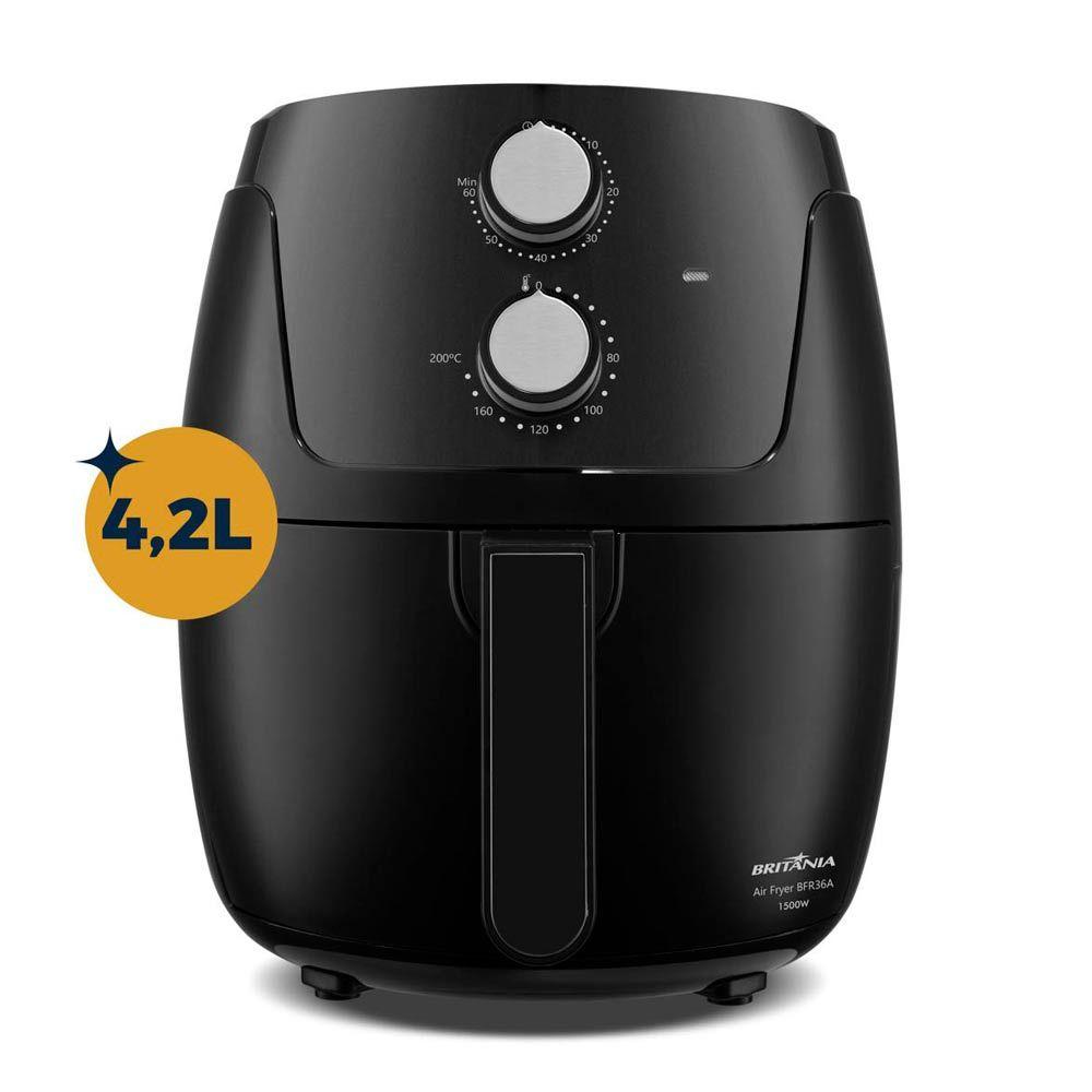Fritadeira Air Fryer 4.2L 1500w Britânia Silverstone Bfr36a Preta 127V