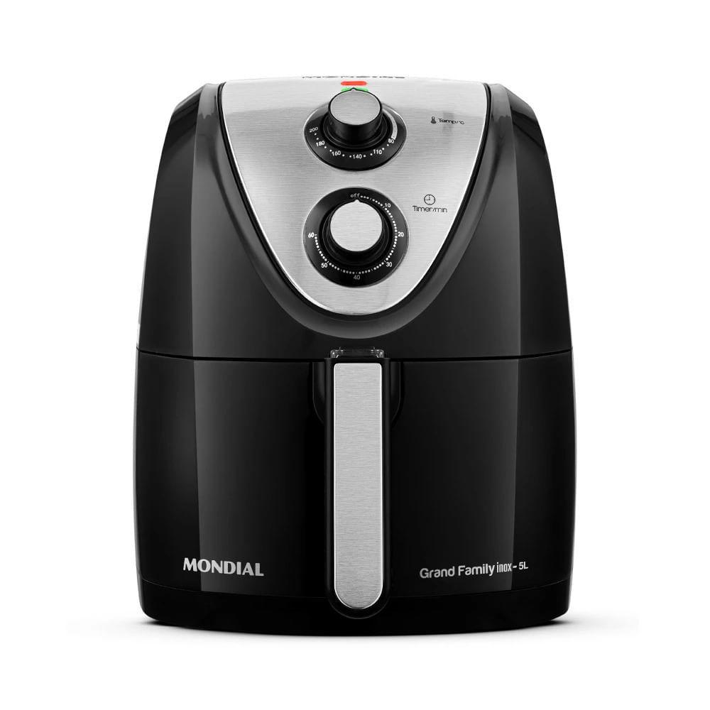 Fritadeira Elétrica Air Fryer Mondial Grand Family Inox Afn-50-bi 5L Preta - 127V