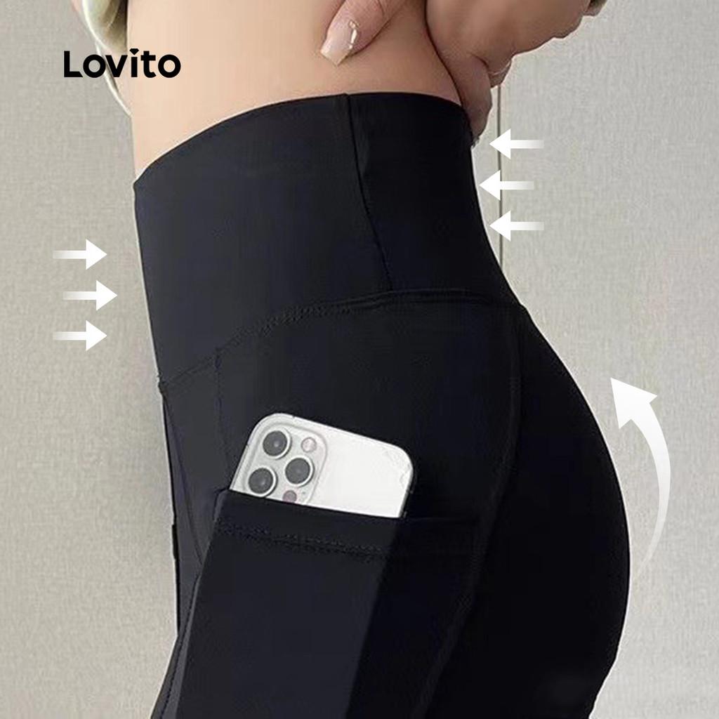 Lovito Casual Short De Alta Compressão Para Yoga Levanta Bumbum Cintura Alta