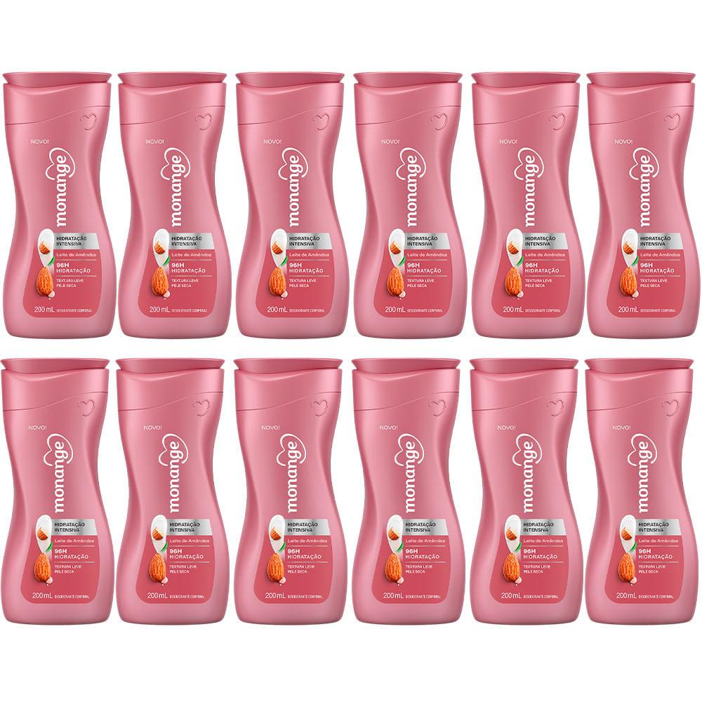 Kit Creme Hidratante Corporal Monange Leite De Amêndoas 200ml - 12 Unidades