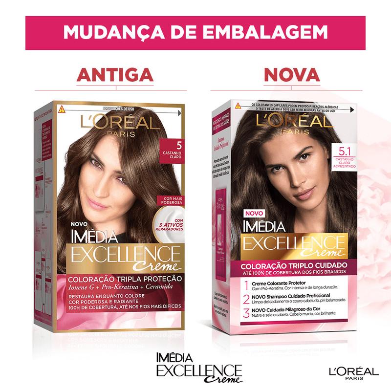 Kit Tintura Imédia Excellence L Oréal Castanho Claro Acinzentado 5.1