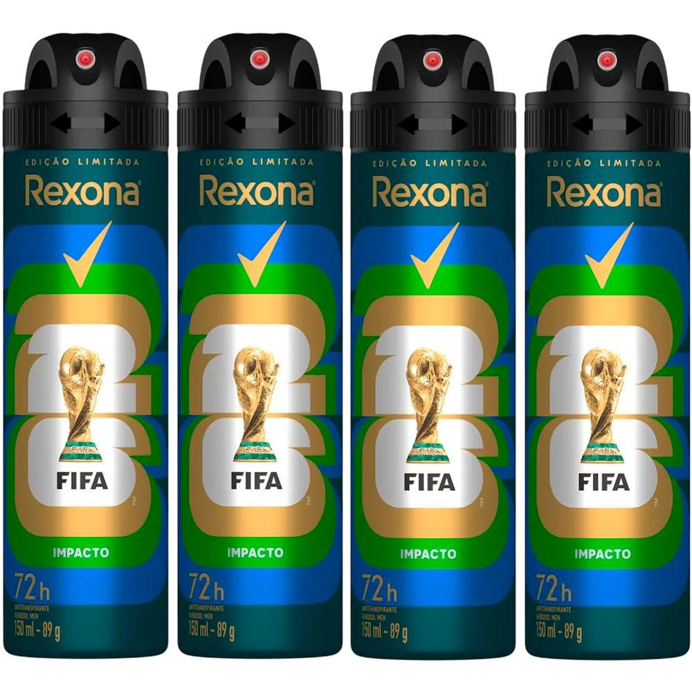 Kit Desodorante Aerosol Rexona Men Impacto 150ml - 4 Unidades