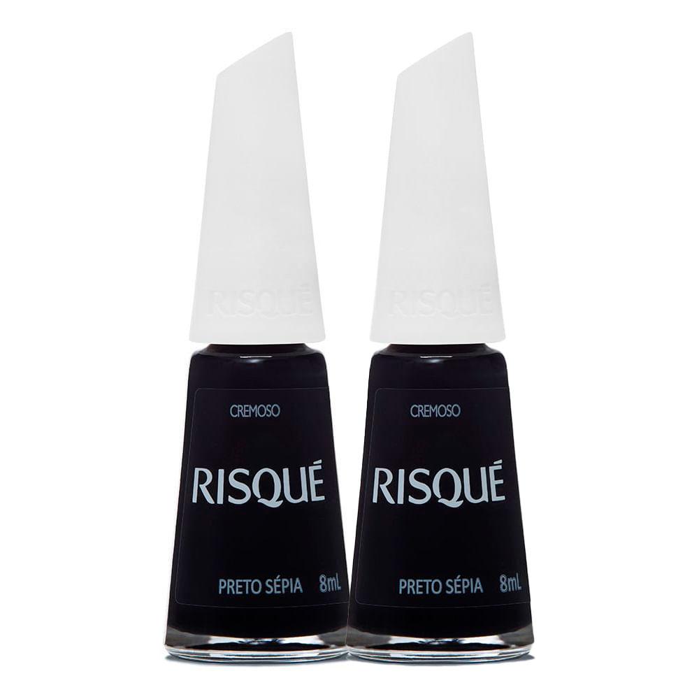 Kit 2 Esmalte Risqué Escuro Cremoso Preto Sépia 8ml