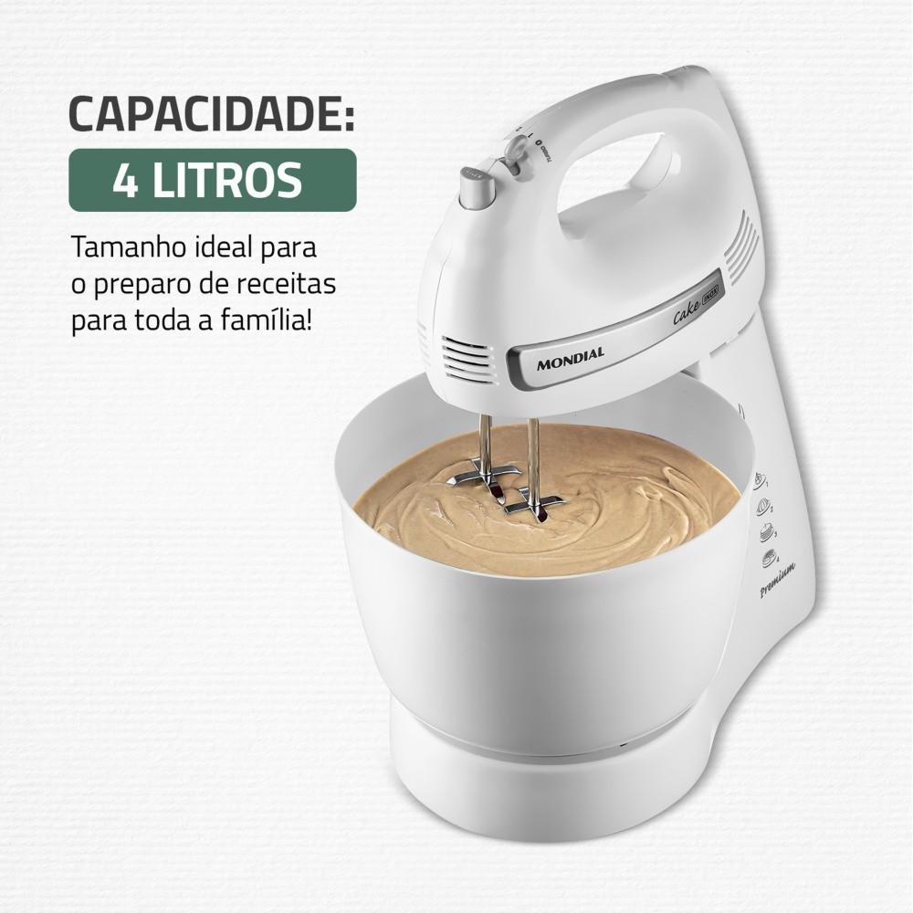 Batedeira 500 Watts 4 Velocidades Branca Cake - B-50-w - Mondial