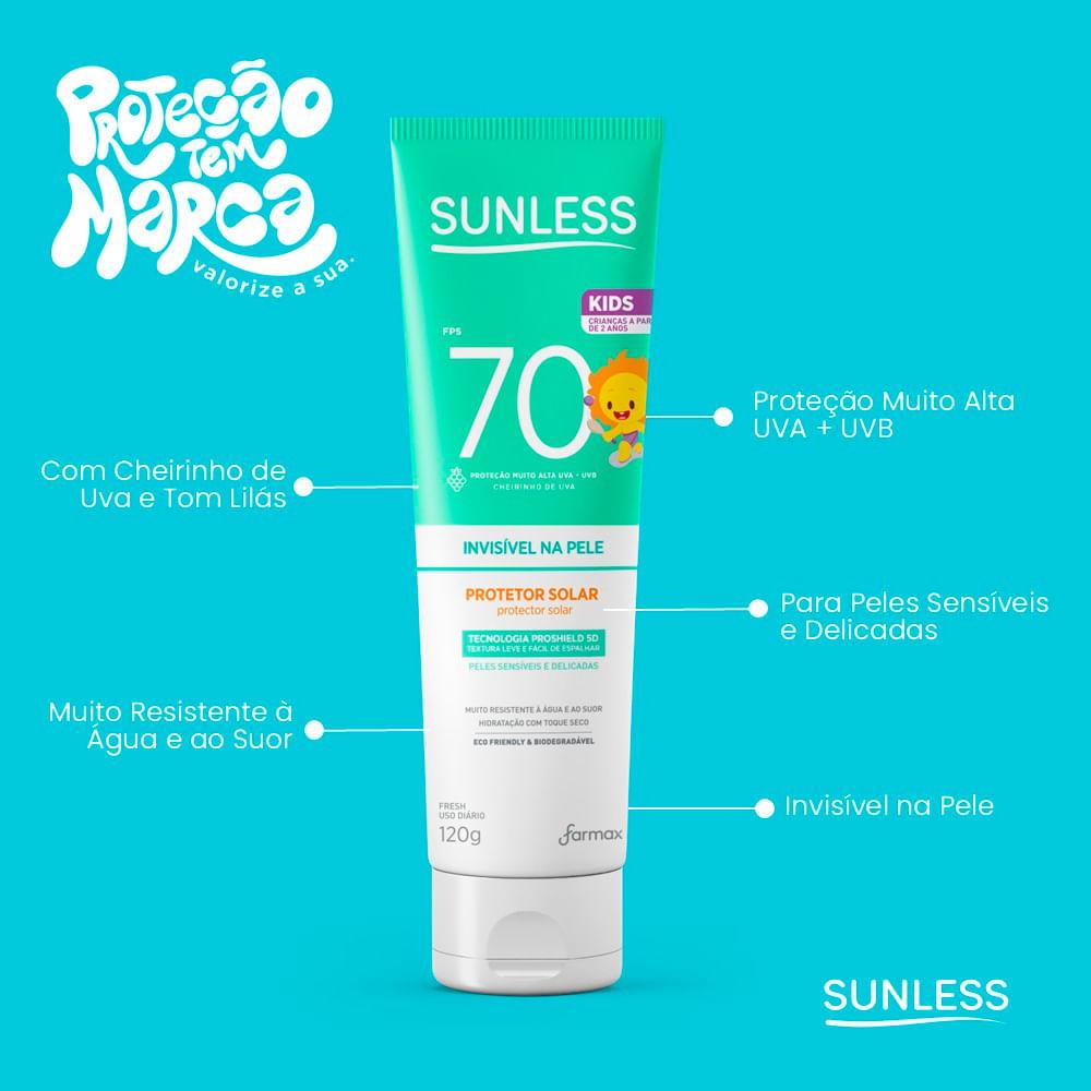 Protetor Solar Sunless Fresh Kids FPS 70 120g