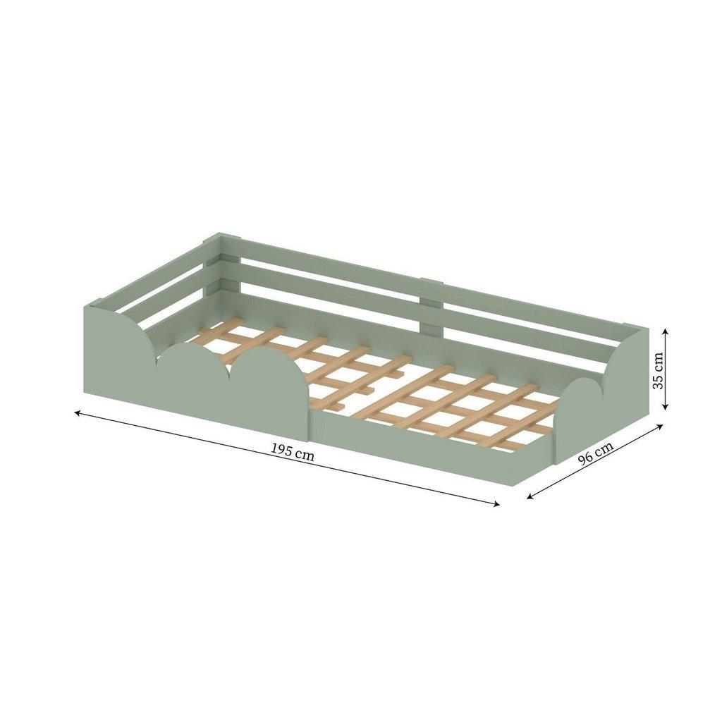 Cama Infantil Montessoriana Solteiro Cloud Verde