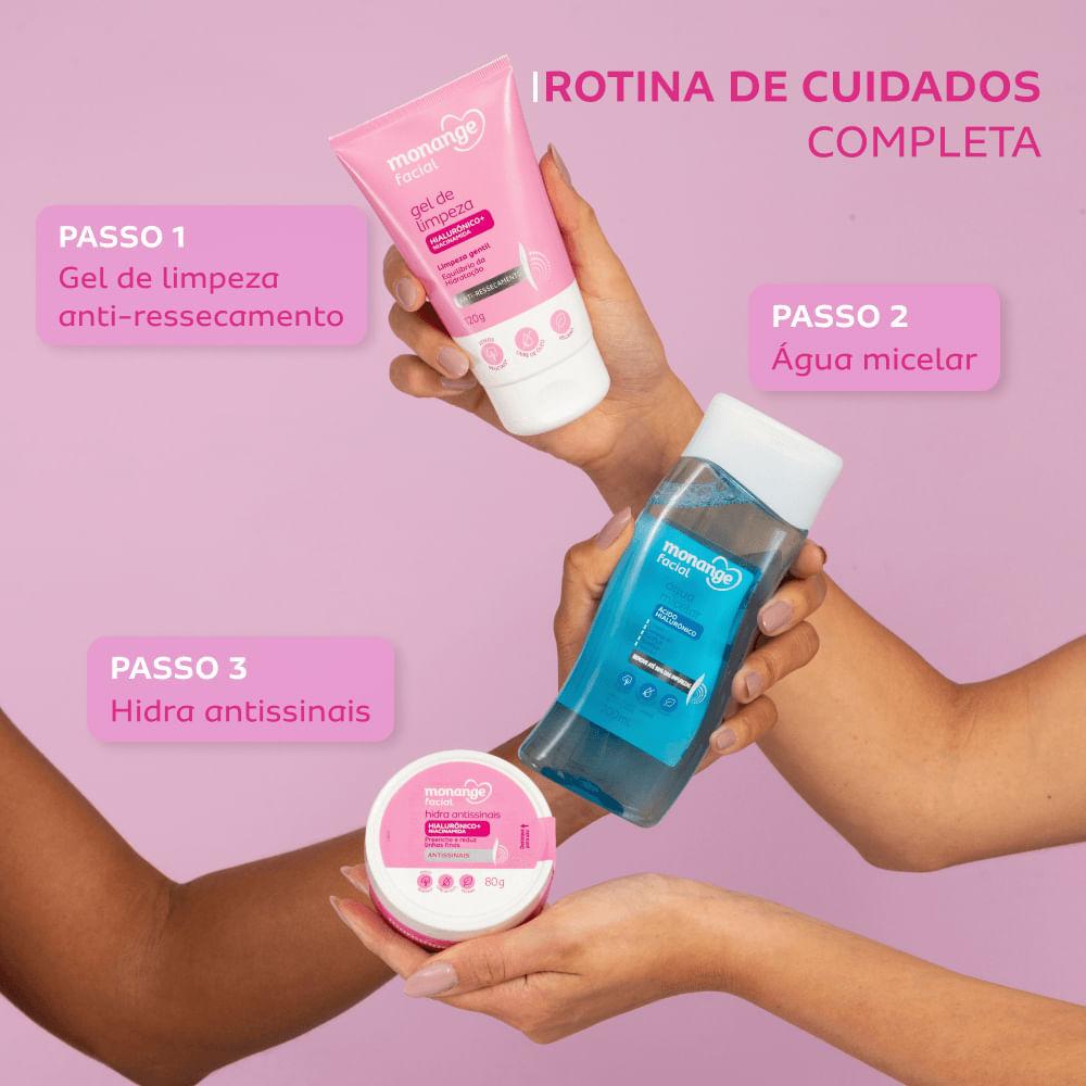 Kit Monange Facial Anti-ressecamento E Antissinais Gel De Limpeza 120ml + Hidratante 80g + Água Micelar 200ml