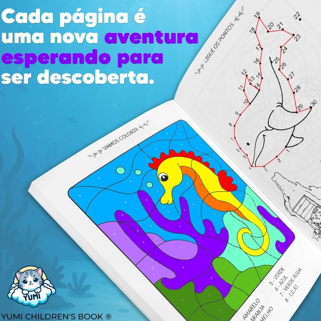 Livro Infantil 365 Atividades Desenhos Animais Marinhos Colorir Apoio Escolar Alfabetização