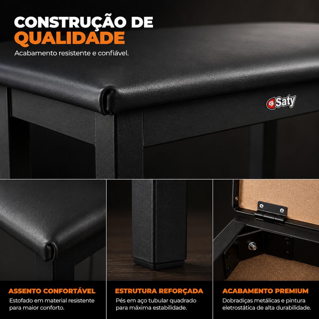 Banco Para Piano Teclado Saty Bpd-20-c Desmontável Dobrável