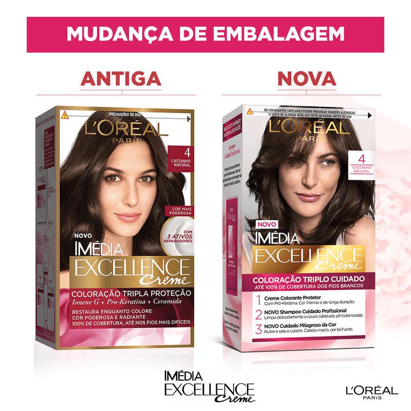 Kit Tintura Imédia Excellence L Oréal Castanho Natural 4
