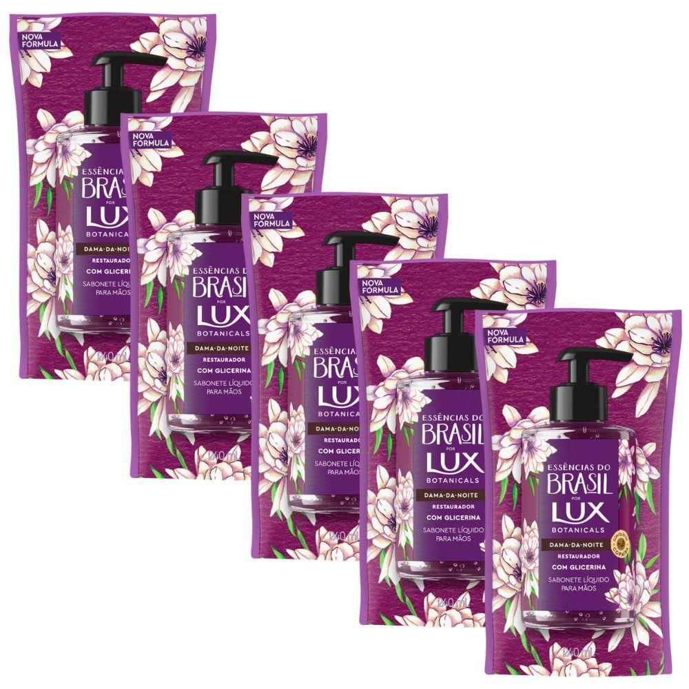 Kit 5 Sabonete Líquido Refil Lux Essências Do Brasil Dama-da-noite 240ml