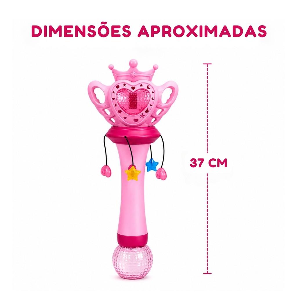 Brinquedo Varinha De Bolhas Encantada Rosa Infantil Para Crianças Com Luz E Som - Castela