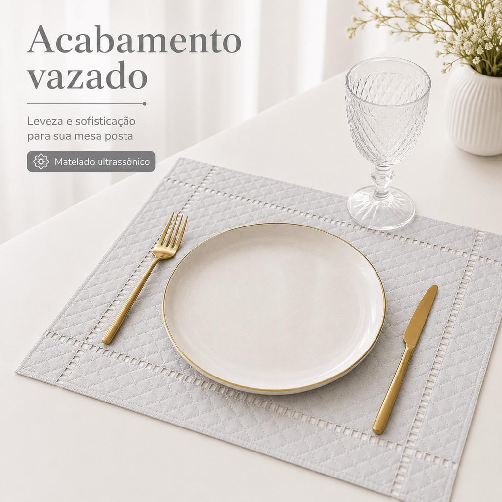 Jogo Americano Souplat Retangular Mesa Posta Kit 2 4 6 8 Lugares Matelado Ultrassônico Design Palito