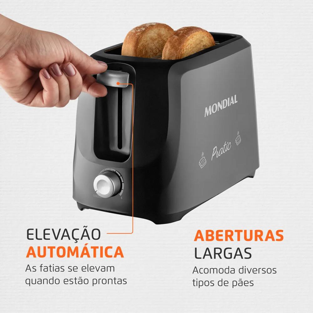 Tostador De Pães Pratic Preto/prata 700W T-18 Mondial