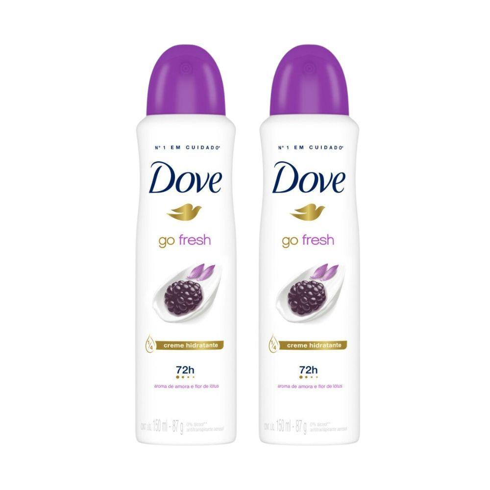 Kit 2 Desodorante Antitranspirante Aerosol Dove Go Fresh Amora E Flor De Lótus 150ml