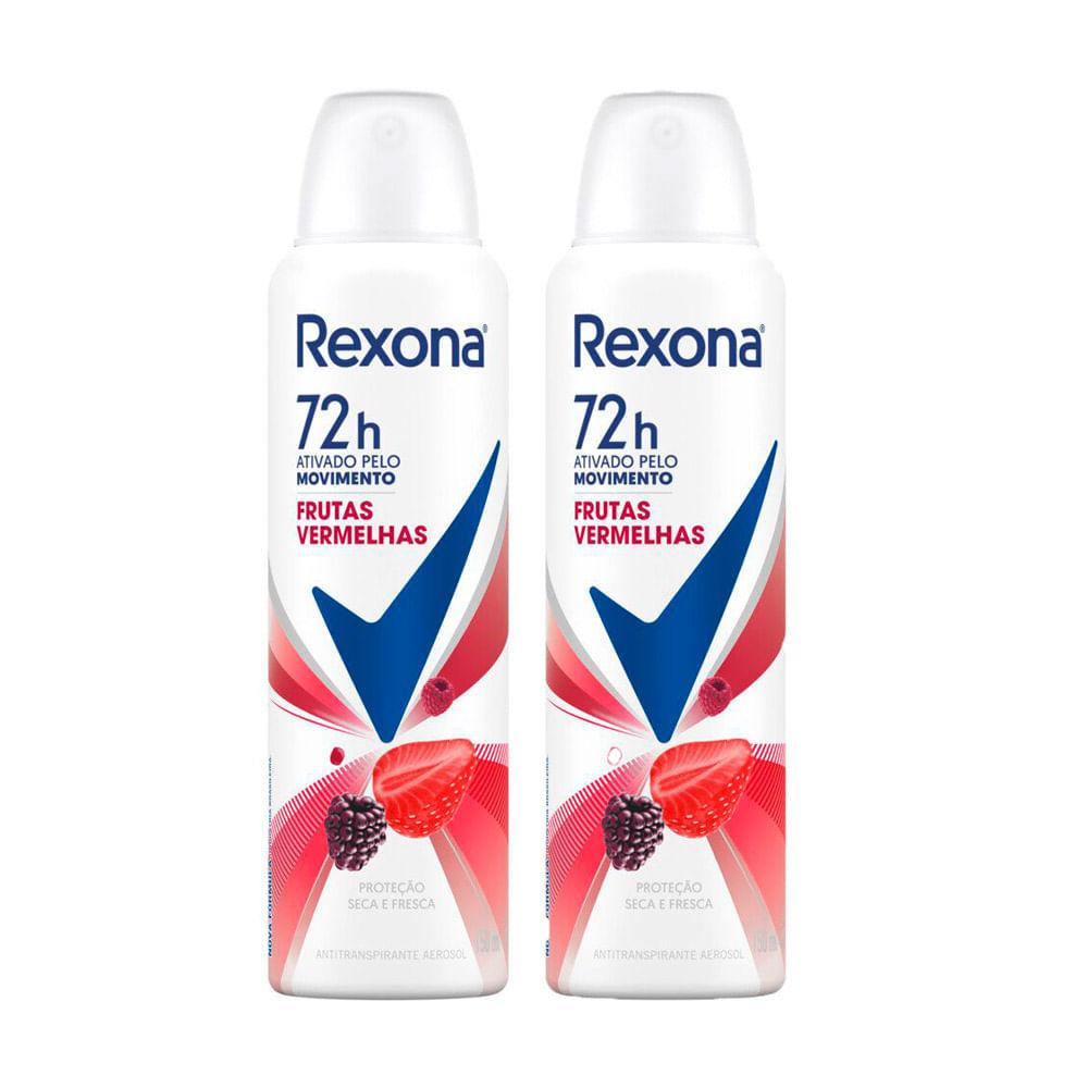 Kit 2 Desodorante Antitranspirante Aerosol Rexona Frutas Vermelhas 72 Horas 150ml