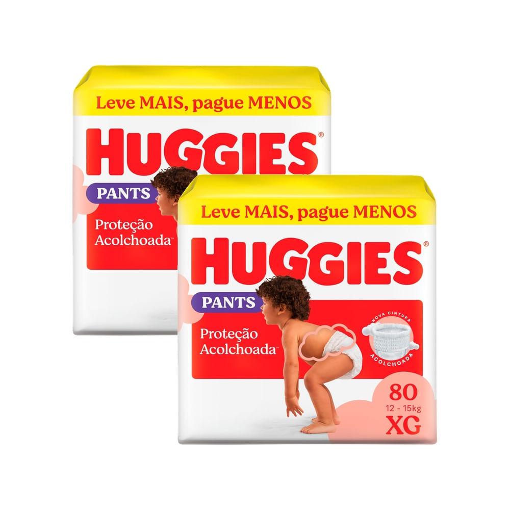 Kit 2 Fralda Huggies Pants Roupinha Proteção Acolchoada Tamanho Xg 80 Unidades Descartáveis