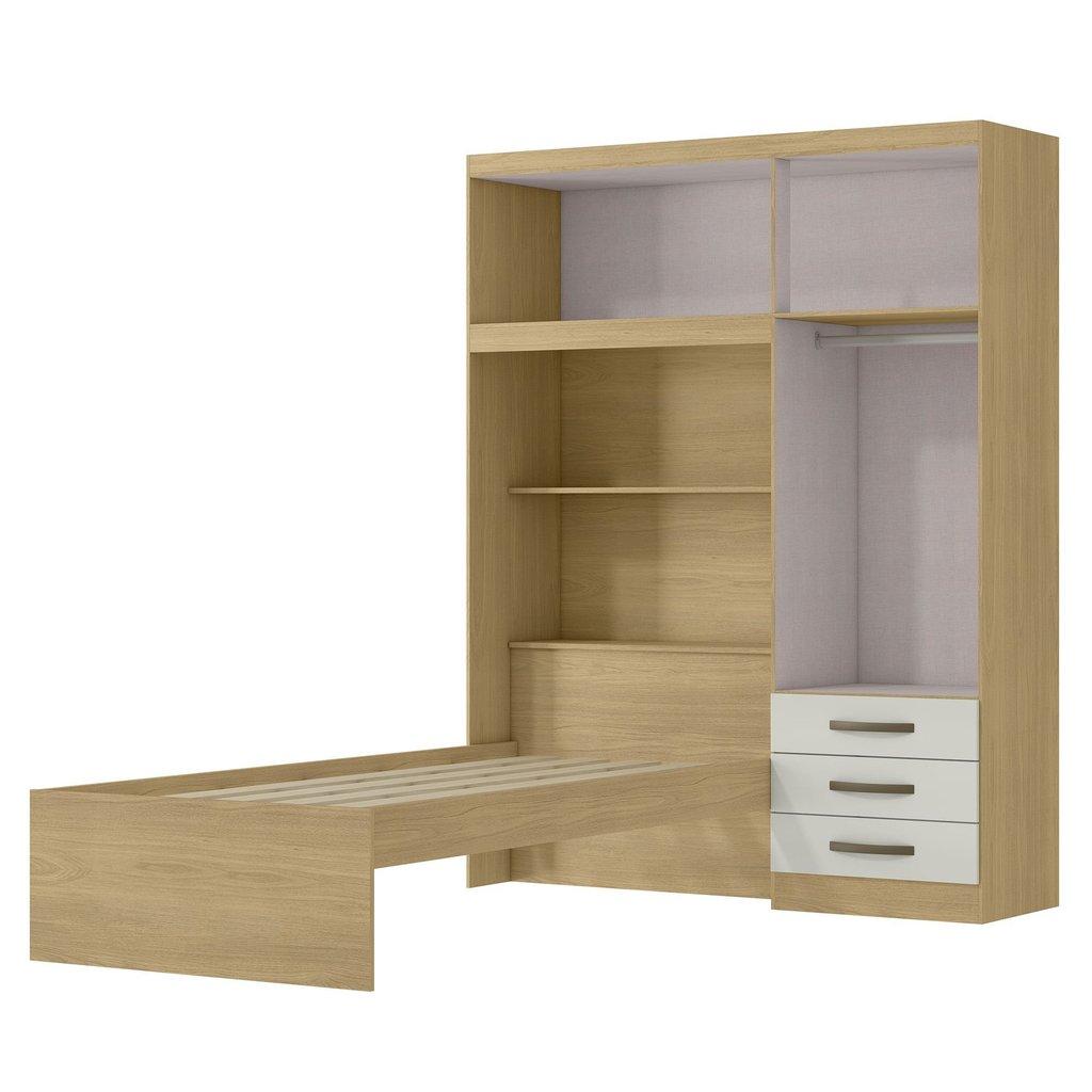 Guarda-roupa Infantil Com Cama 4 Portas 3 Gavetas Lisboa Espresso Móveis Off White/castanho