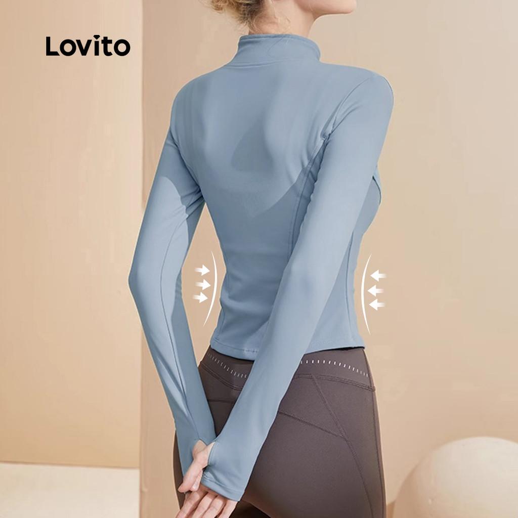 Lovito Casual Jaqueta Esportiva Confortável Elástica Flexível Para Yoga Top Modelagem Ajustada Secagem Rápida