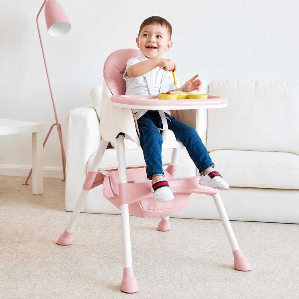 Cadeira De Alimentação Infantil Portátil Bandeja Rosa Deend