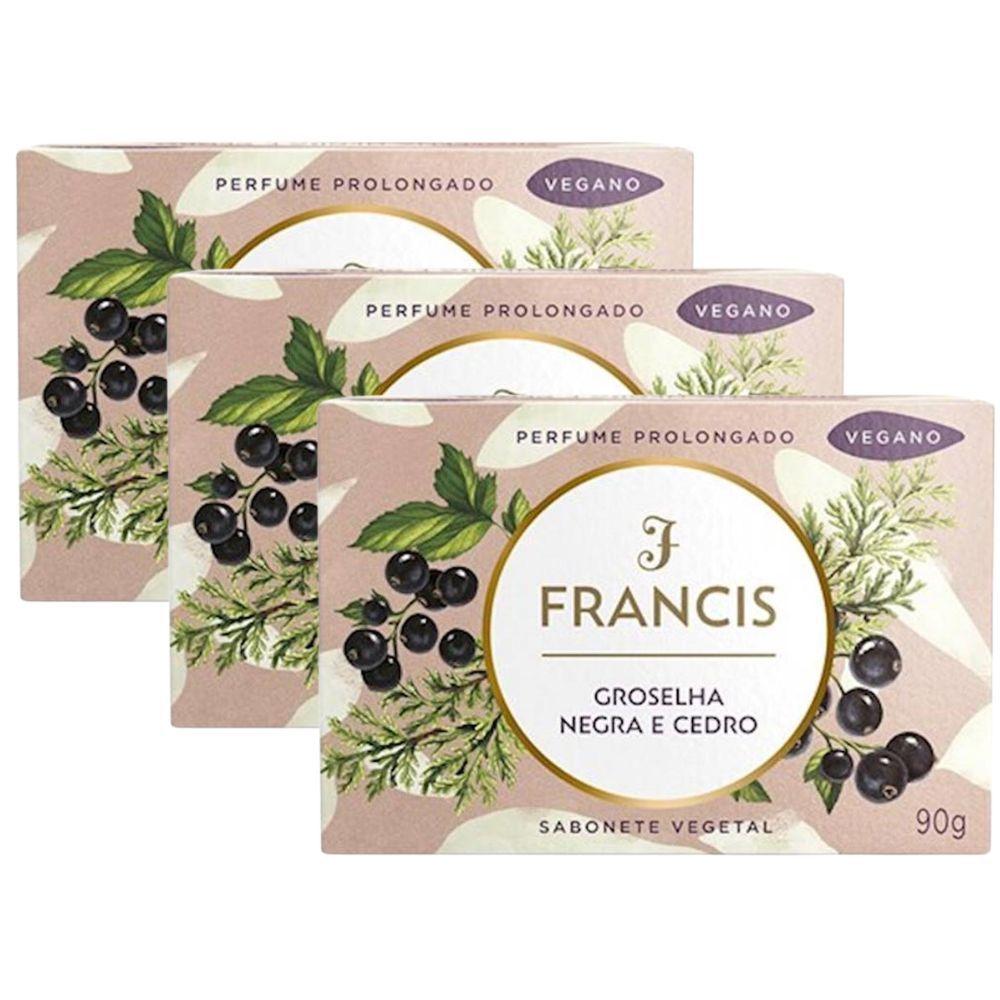 Kit 3 Sabonete Francis Clássico Groselha Negra E Cedro 90g