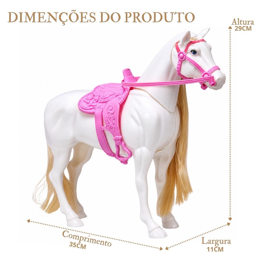 Cavalo Brinquedo Infantil Com Sela Som E Acessórios Para Pentear Crina Cavalinho Castela