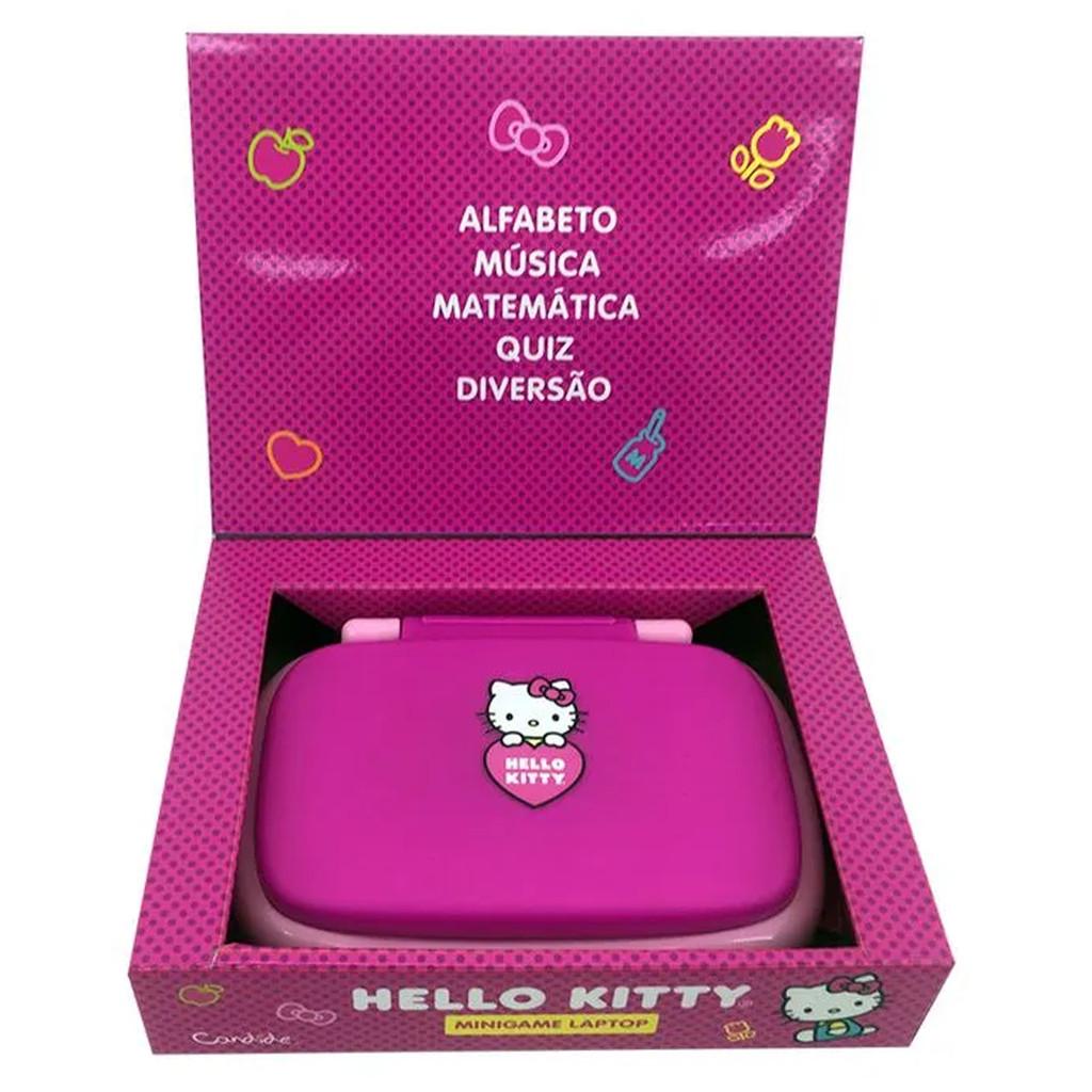 Laptop Infantil Candide Hello Kitty Bilíngue Rosa Tela Incorporada Minigame Portátil Pilhas Inclusas
