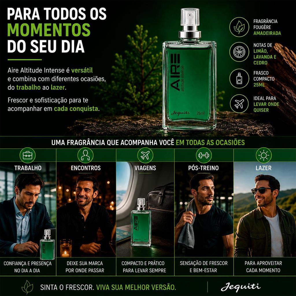 Desodorante Colônia Masculina Aire Altitude Intense Fougère Amadeirado 25ml - Jequiti