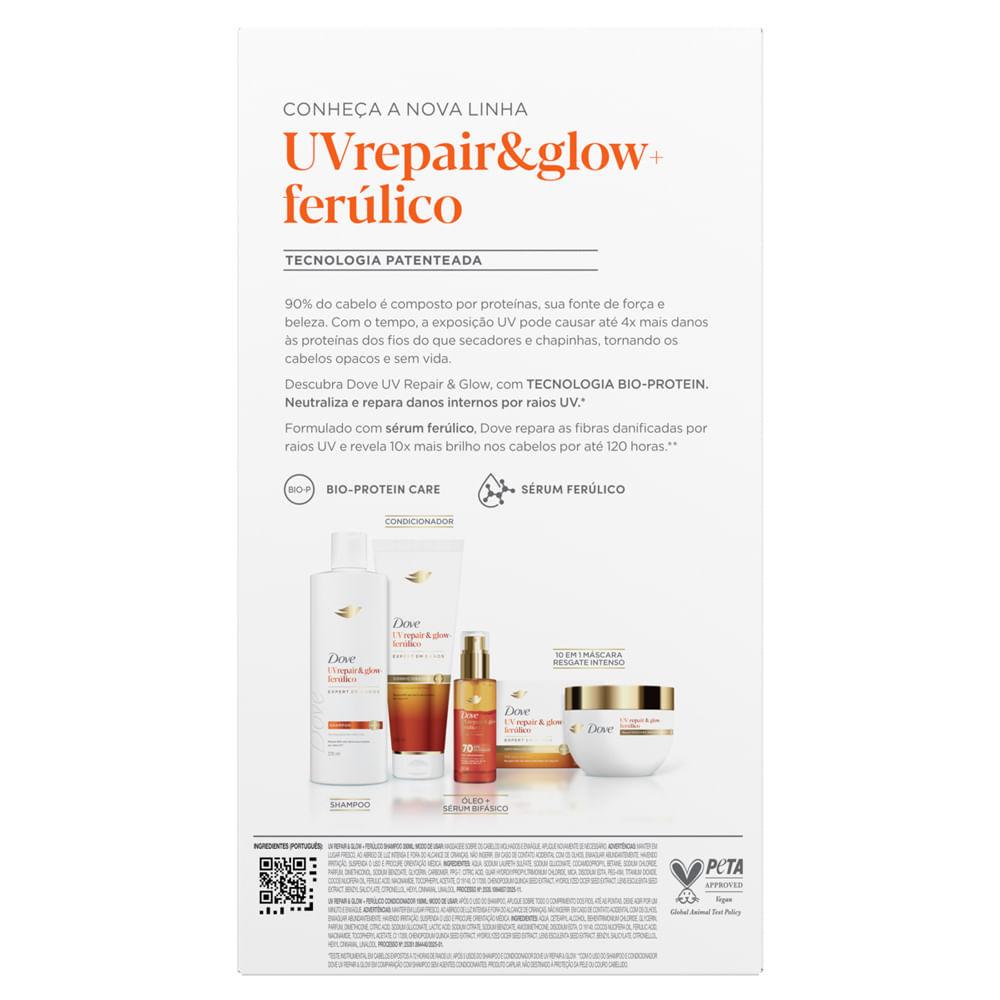 Kit Dove Uv Repair E Glow Ferúlico Expert Em Danos Shampoo 350ml E Condicionador 150ml
