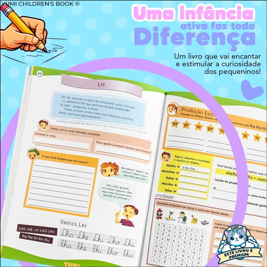 Livro Cartilha De Alfabetização Caligrafia Exercícios Atividades Coloridas