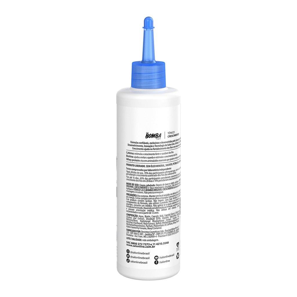 Kit Com Tônico Fortalecedor Crescimento Acelerado + Condicionador + Máscara De Hidratação Sos Bomba Salon Line