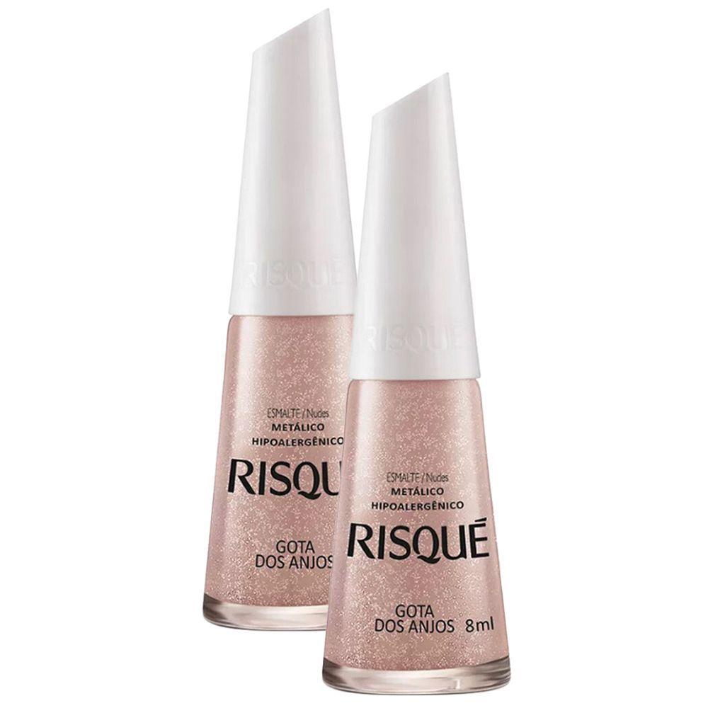 Kit 2 Esmalte Risqué Cor Gota Dos Anjos Metálico Com 8ml