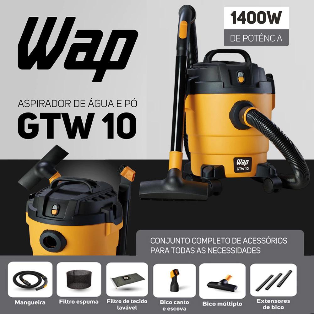 Aspirador De Pó E Água 10L 1400w Soprador Folhas Profissional Wap