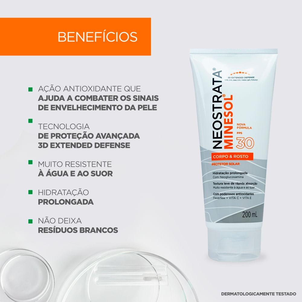 Protetor Solar Neostrata Minesol Rosto E Corpo FPS 30 Fluido 200ml