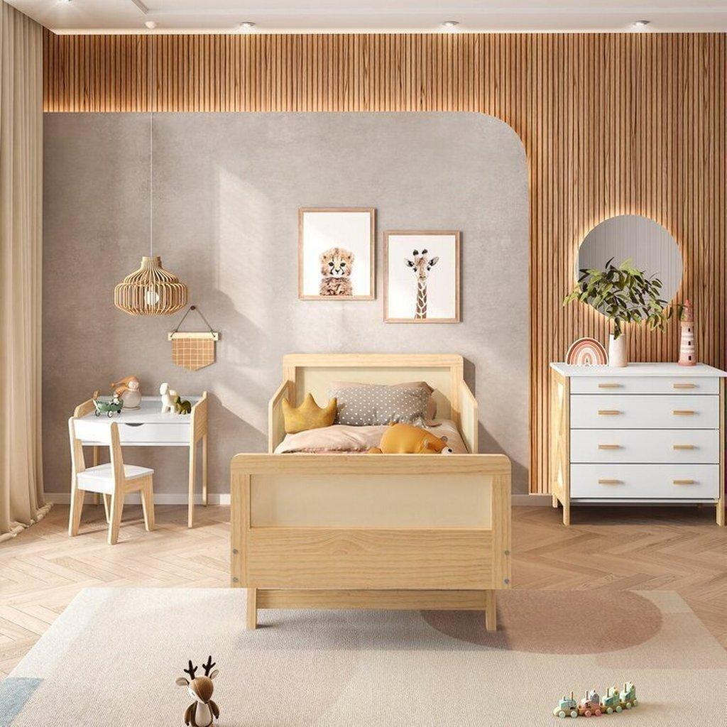 Cama Infantil Solteiro Montessoriano Lift Com Rattan 2 Grades Casatema Madeiraoriginals