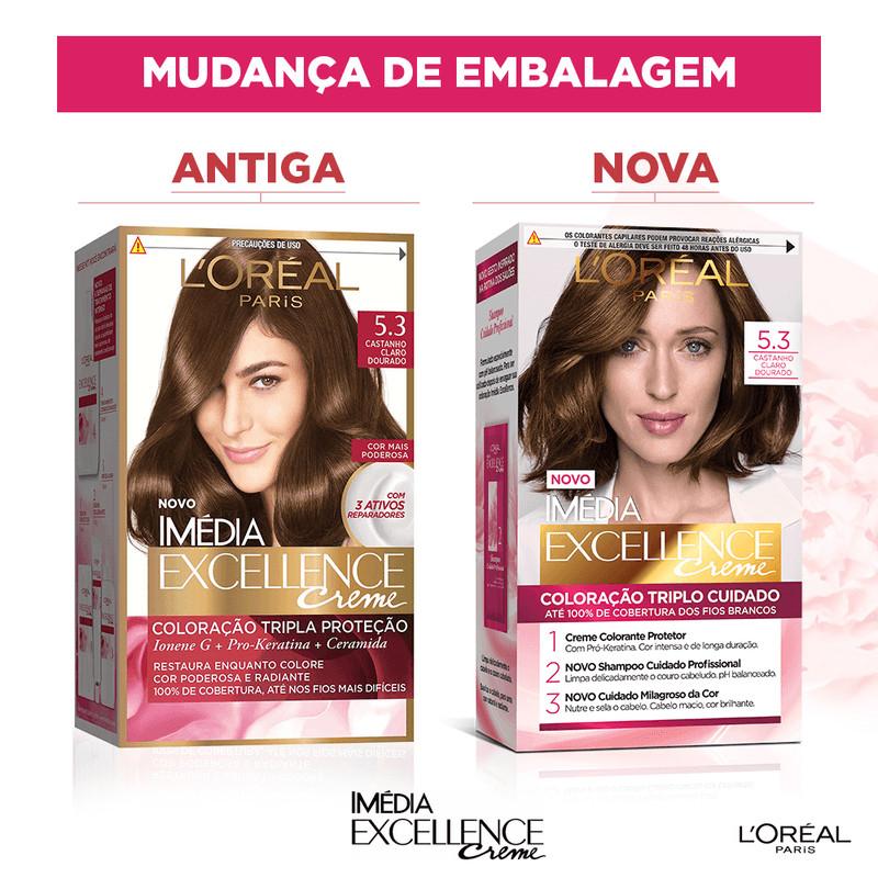 Kit Tintura Imédia Excellence L Oréal Castanho Claro Dourado 5.3