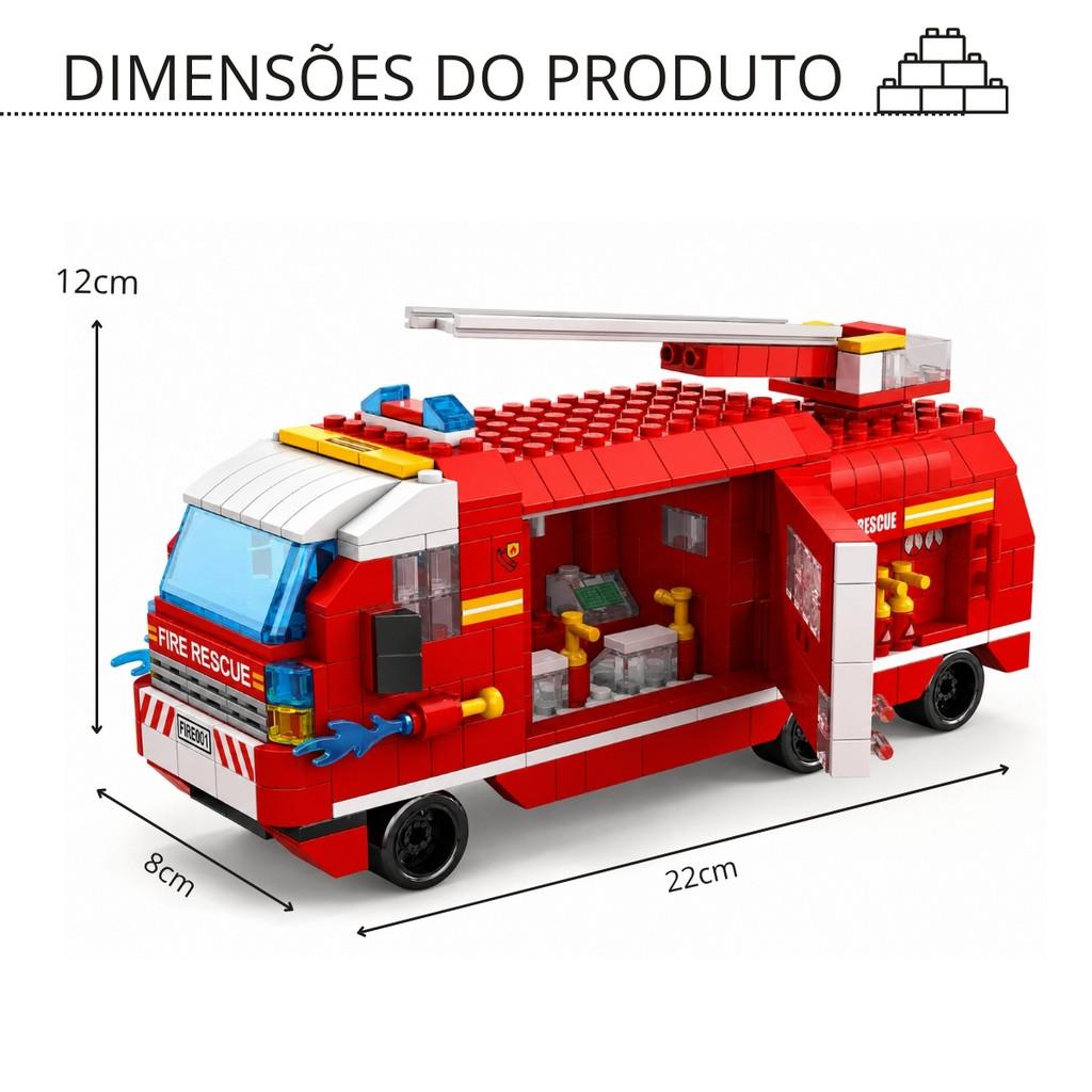 Blocos De Montar Caminhão Dos Bombeiros 1000 Peças 6 Em 1 - Castela